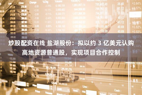 炒股配资在线 盐湖股份：拟以约 3 亿美元认购高地资源普通股，实现项目合作控制